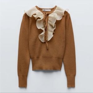 NWT ZARA COMBINATION RUFFLED SWEATER SIZE S 6873/152/700